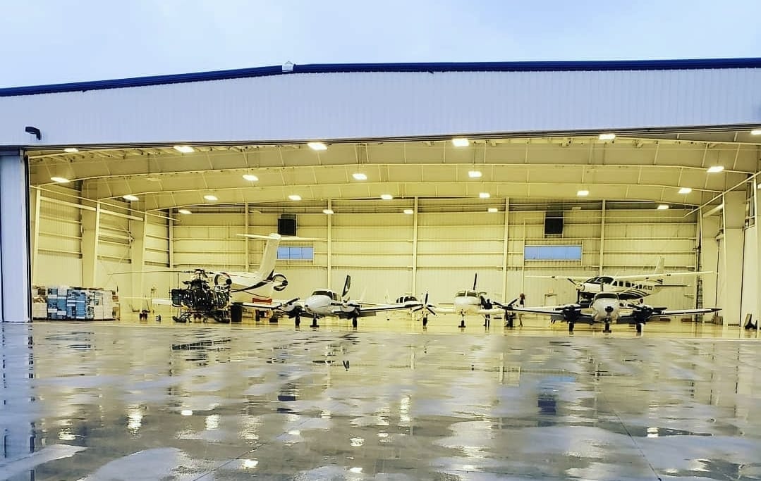 Aircraft in hangar